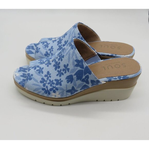 Soul Naturalizer Women's Blue Floral Print Wedge Sandals 9.5 NEW - Picture 5 of 6